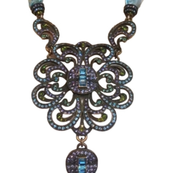 Heidi Daus Swarovski Crystal,Blue Bead Vintage Necklace, RARE - Picture 7 of 11